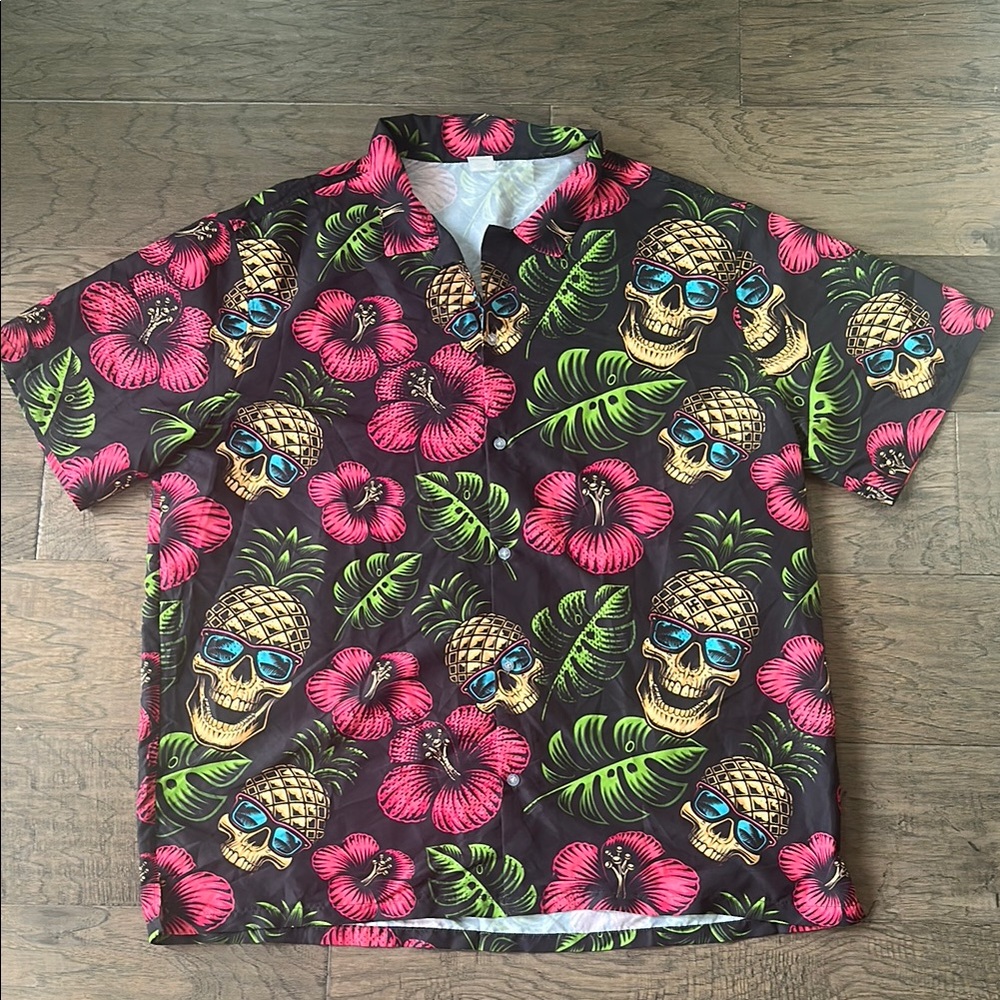 Tropical Skull Print Men's Shirt